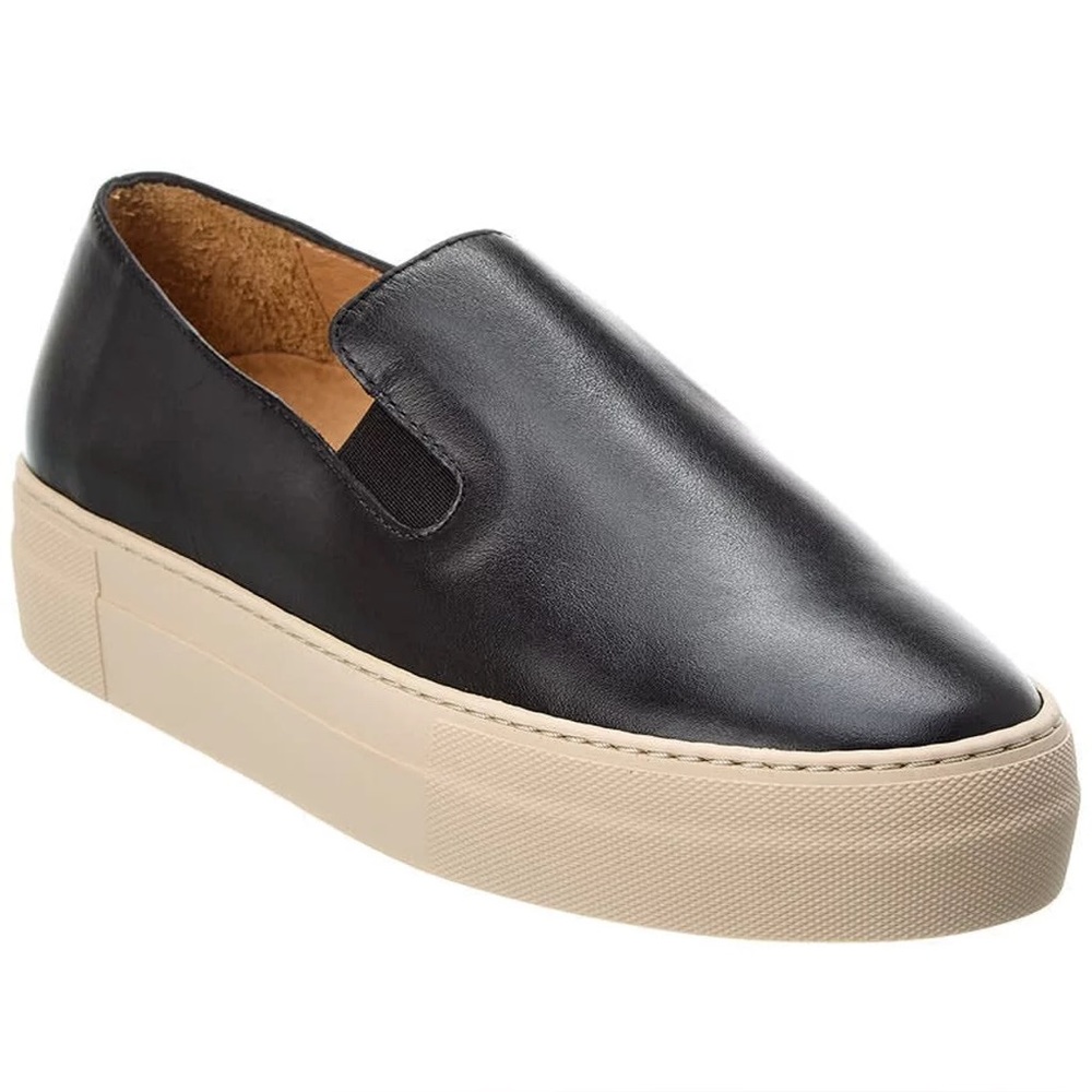 FRAME Denim Le Ren Black Leather Slip-On Sneaker Size EU 39/US 8.5